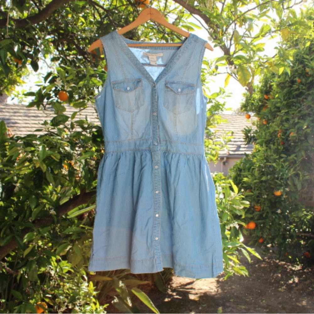 AMERICAN RAG CHAMBRAY DENIM BUTTON DOWN DRESS